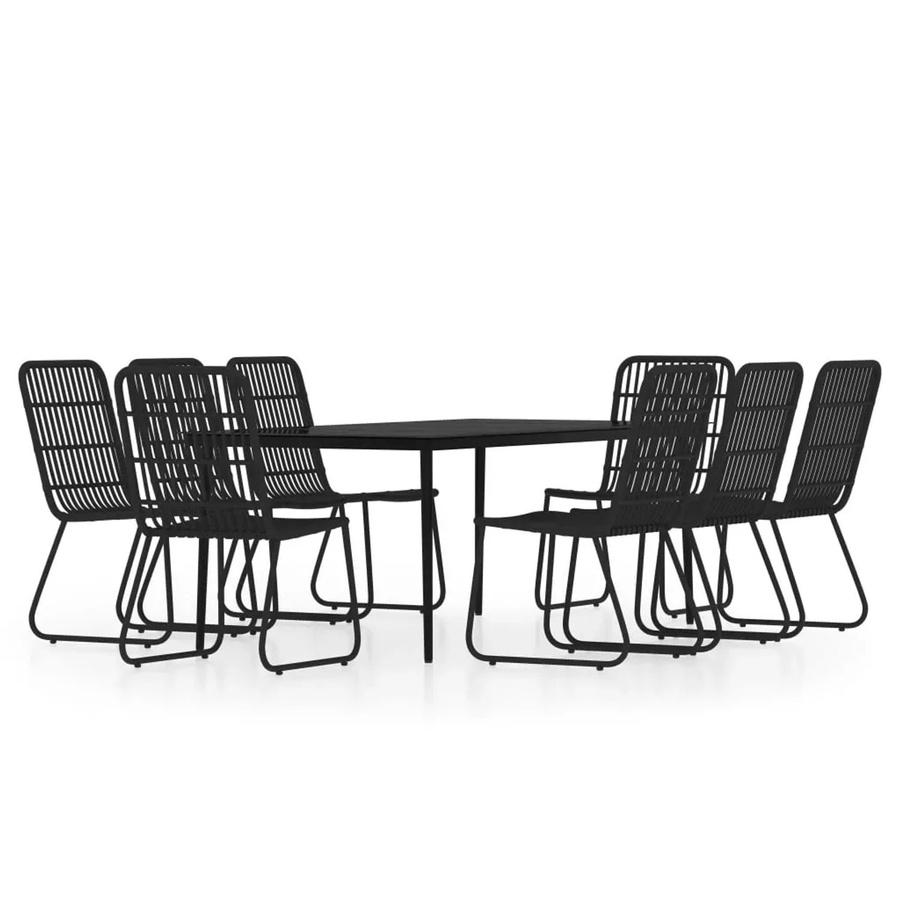 vidaXL 9-teilige Garten-Essgruppe aus PE-Rattan und Glas in Schwarz - Bild 2