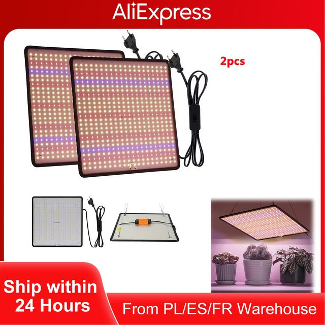 HGTUGO 2er-Set dimmbare Pflanzenwachstumsleuchten mit 500 LEDs, Vollspektrum LED-Wachstumslampen in Schwarz für Zimmerpflanzen und Gemüseanbau, Abdeckung: 91,44 x 91,44 cm - Bild 1