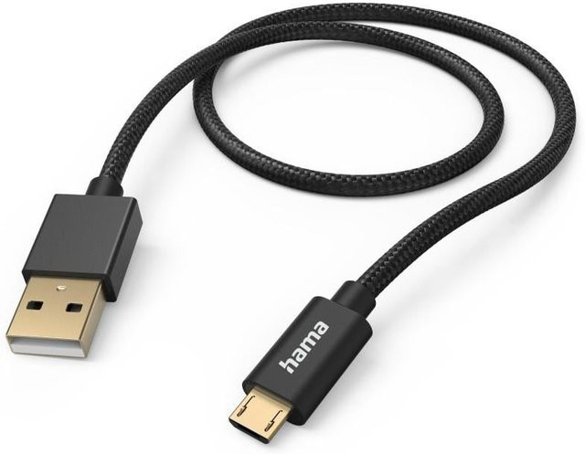 Hama Ladekabel Fabric USB-A auf Micro-USB aus Nylon in Schwarz, Länge: 1,5 m - Bild 1