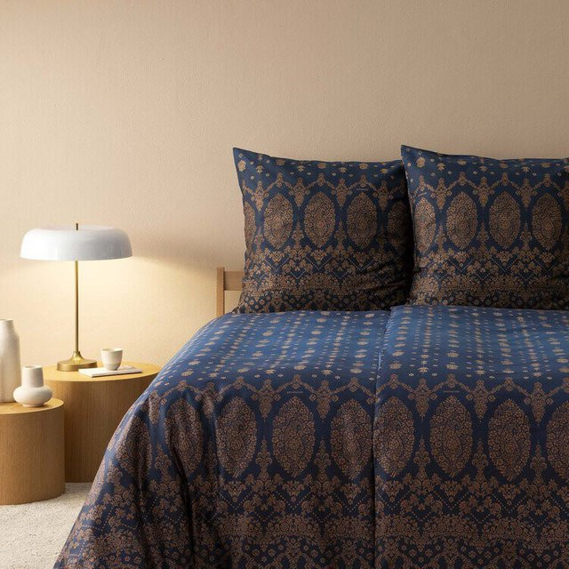 Bassetti Bettwäsche Gold Decor Blau Mako-Satin Baumwolle B/T: 200 x 200 cm - Bild 1