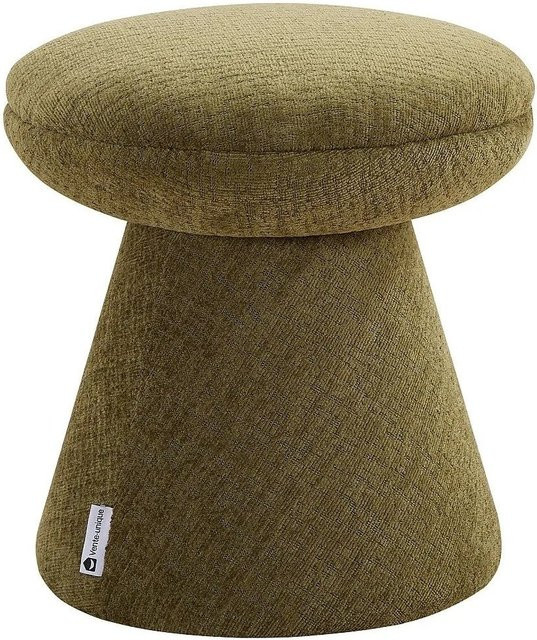 Sitzhocker Adeyoma von Vente-unique in Grün aus Chenille-Stoff, Durchmesser: 38,5 cm - Bild 1