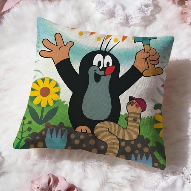 Wendbarer Anime Kissenbezug Der kleine Maulwurf Premium-Komfort für dein Zuhause oder Auto, B/H: 45 x 45 cm - Bild 1