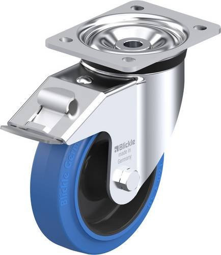 Blickle Lenkrolle LK-POEV 160R-FI-SB mit Feststeller in Schwarz-Blau, Rad-Durchmesser: 16 cm, Tragfähigkeit: 400 kg - Bild 1