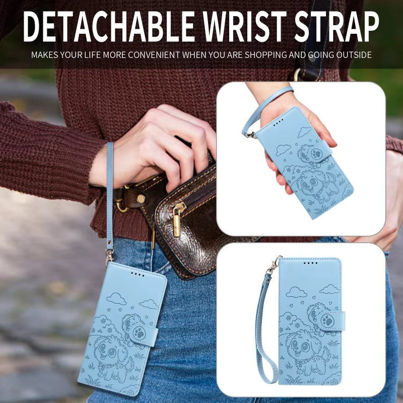 Luxus Anti-Diebstahl Handyhülle aus Leder mit Lanyard und Kartenfach für Samsung Galaxy S25, S24 Ultra, S23 und S21 FE in Grün - Bild 2