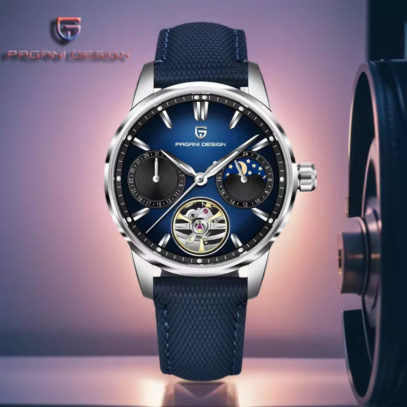 PAGANI DESIGN Automatik-Armbanduhr, Edelstahl, Saphirglas, Blau, Herren - Bild 2