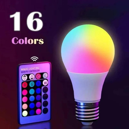 YJMP RGB LED Glühbirne E27 mit Fernbedienung, 9W dimmbare Mehrfarbige Glühbirne in Multicolour für Schlafzimmer und Party