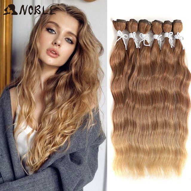 Edle Haar Wasser Welle Synthetische Haar Extensions, Ombre Blonde, 20 Zoll, 6er Paket - Bild 1