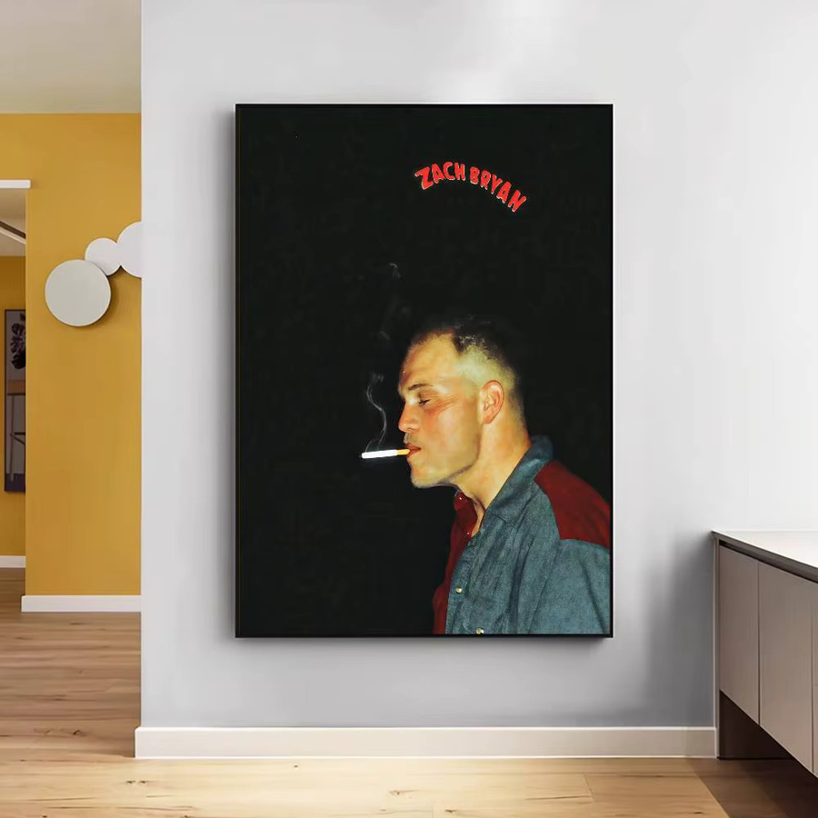 Selbstklebendes Kunst Poster Zach Bryan im Vintage Design, Mehrfarbig, Rechteckig - Bild 4