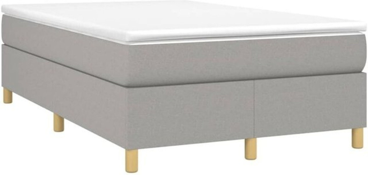 vidaxl Boxspringbett mit Matratze in Grau und Weiß aus Stoff, B/T/H: 200 x 120 x 35 cm - Bild 1