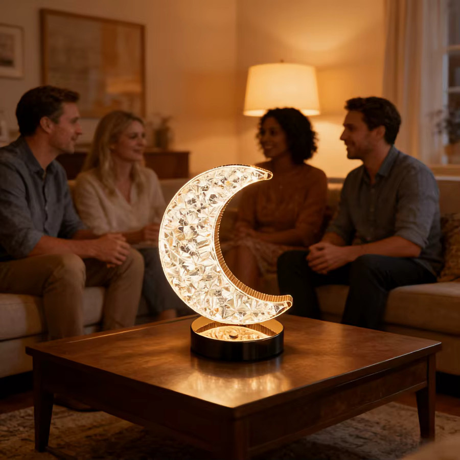 Heinast 3D Mondlampe LED Ambiente Tischleuchte mit Kristall Touch-Dimmer für das Schlafzimmer und Mädchenzimmer USB-Betrieb - Bild 4