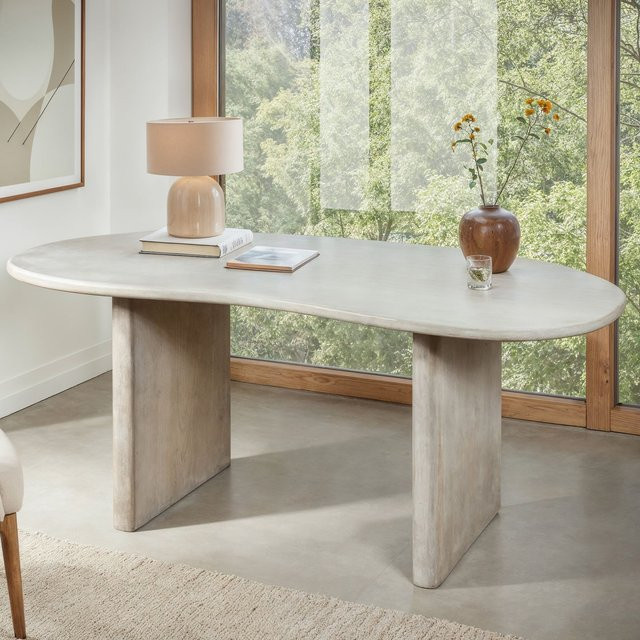 Schreibtisch FineBuy aus Massivholz in Nierenform im Retro Style, Breite: 180 cm, Tiefe: 90 cm, Höhe: 75 cm - Bild 1