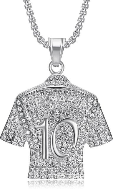 DR-Jewelry Halskette mit Anhänger, Edelstahl, Silber, Zirkonia, Herren - Bild 1