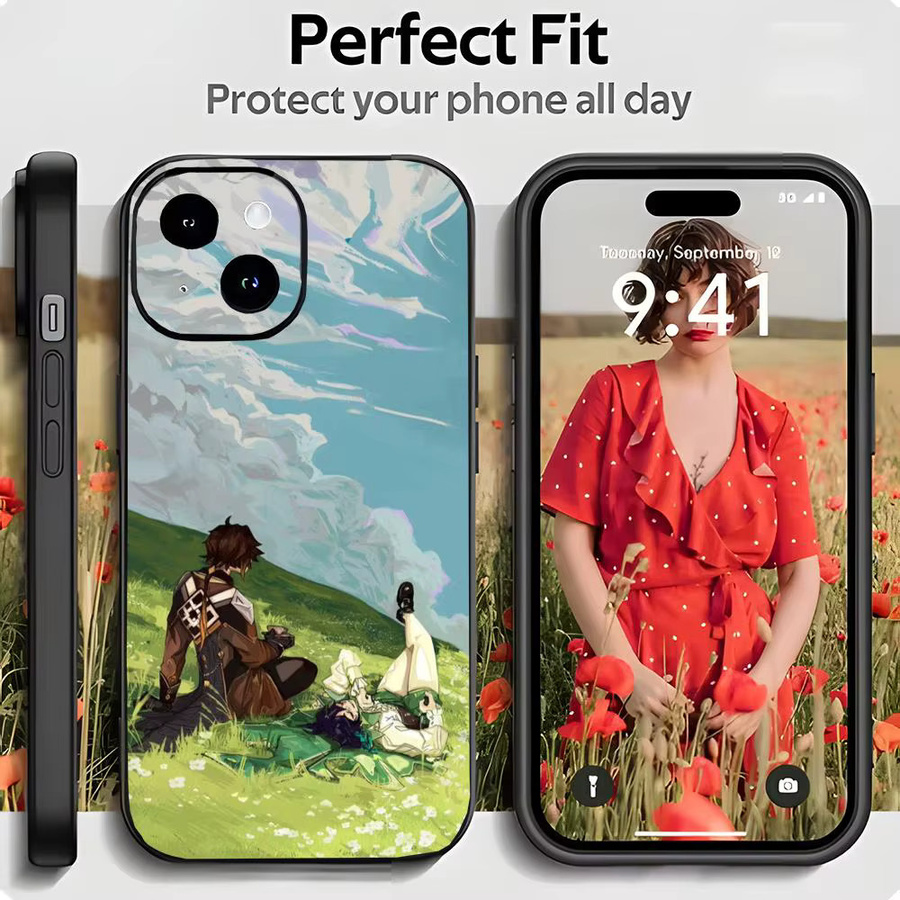 Stoßfeste Genshin Venti Handyhülle in Schwarz Matt für Apple iPhone 17, 16, 15 und 14 Pro Max - Bild 2