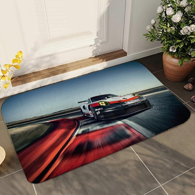 Miniso Rutschfeste Badezimmermatte mit Rennwagenmuster, B/B: 40 x 60 cm, Mehrfarbig - Bild 1