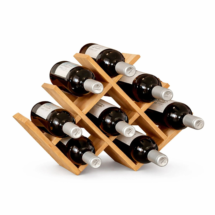 Relaxdays Weinregal aus Bambus in Natur, Platz für 8 Flaschen, B/T/H: 44,5 x 30 x 23,5 cm - Bild 2