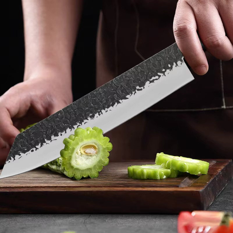 InLeung Cleaver Küchenmesser mit Holzgriff und scharfer Klinge in Silber - Bild 3