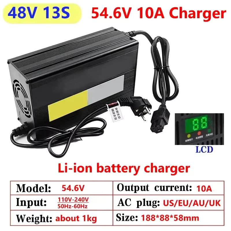 luxuglow Lithium-Ladegerät für Li-Ionen-Akkus mit LCD-Display und Aluminiumgehäuse, Schwarz - Bild 2