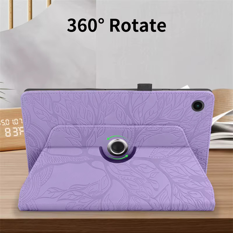 Samsung Galaxy Tab A11 Schutzhülle aus rotierendem PU Leder mit Standfunktion in Rot und Lila für 8,7 Zoll Modelle SM-X130 X133 X135 - Bild 2