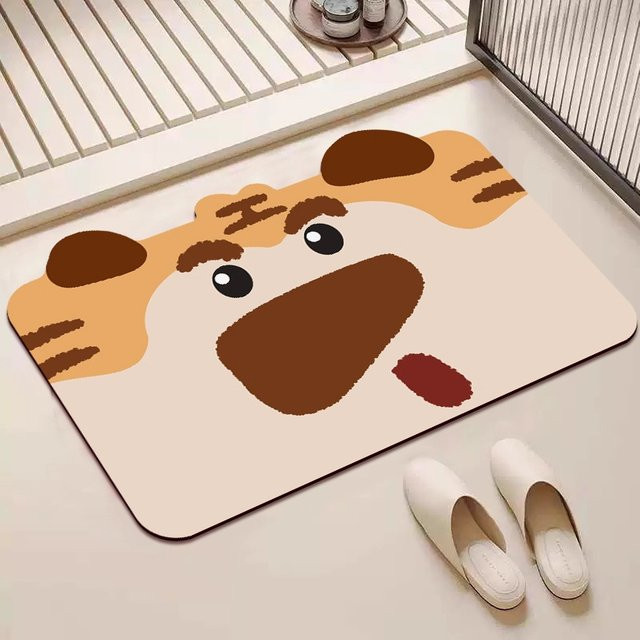 VIKAMA Rutschfester Badezimmerteppich mit Cartoon-Tiermuster in Mehrfarbig, Saugfähige Bodenmatte für Kinder, B/T: 60 x 40 cm - Bild 1