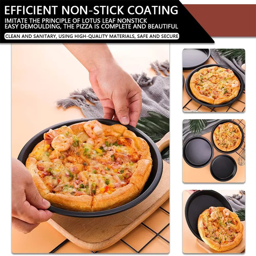 HOCOSHINE Carbon Steel Pizzaform rund mit Antihaftbeschichtung in Schwarz - Bild 4