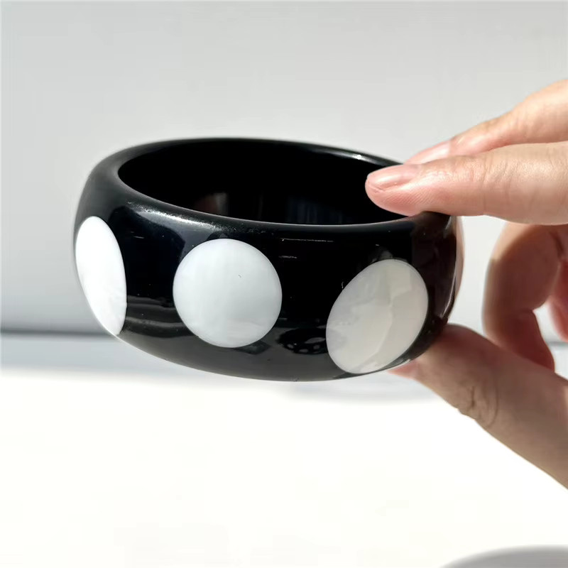 HUANZHI Manschette Armband, Keramik, Schwarz Weiß, Damen - Bild 4