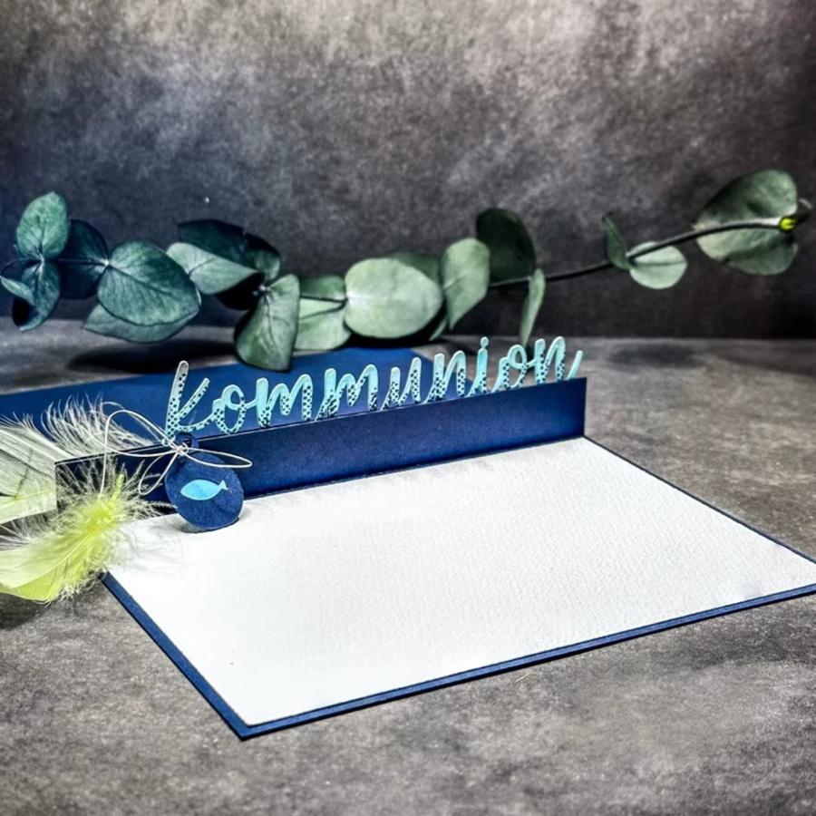 Metall-Stanzform Kommunion-Schriftart in Silber für Scrapbooking und Papierhandwerk - Bild 2