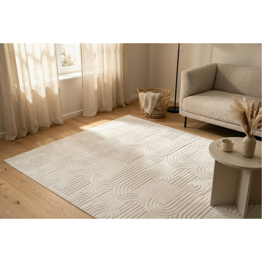 Kayoom Teppich Calma in Weiß mit Linienmuster für Wohnzimmer und Schlafzimmer B/B: 80 x 150 cm - Bild 2