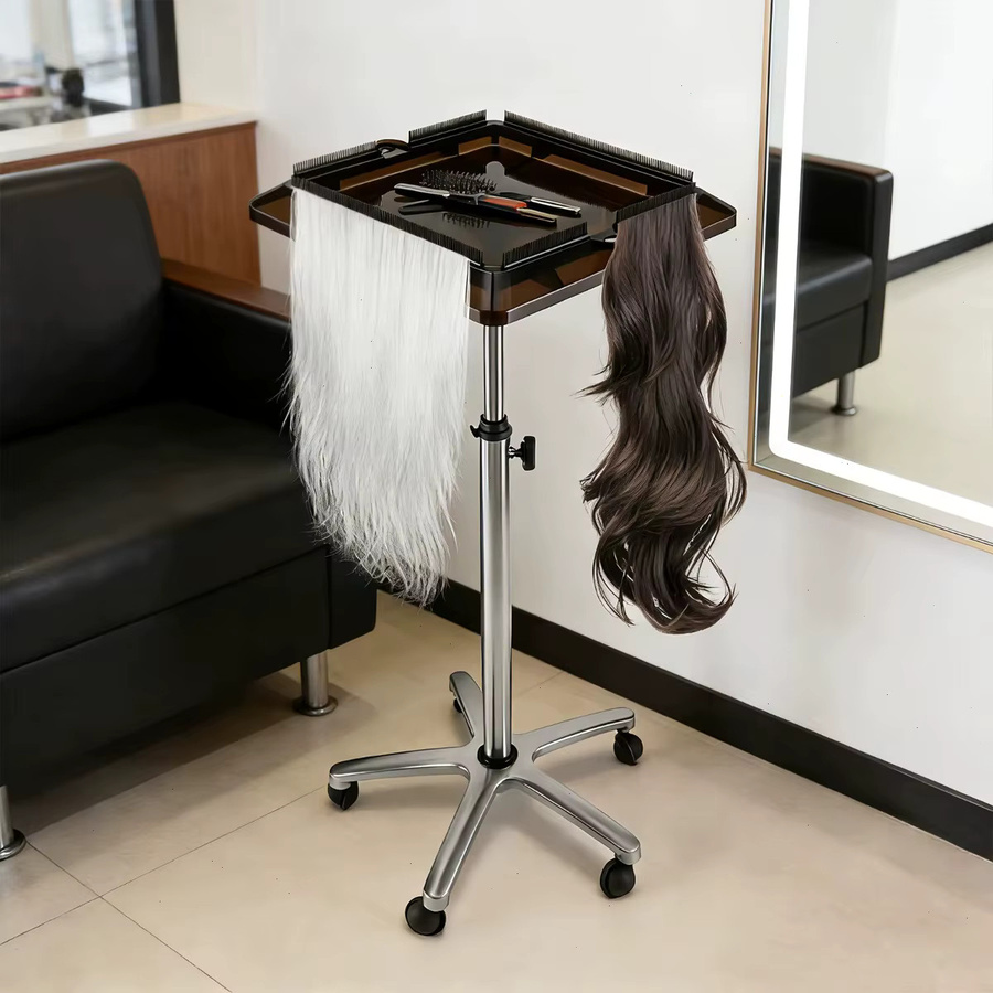 Bymaocar Mobiler Friseurwagen aus Metall in Schwarz und Silber als Organizer für Friseurwerkzeuge, Kämme, Bürsten und Färbeschalen - Bild 2