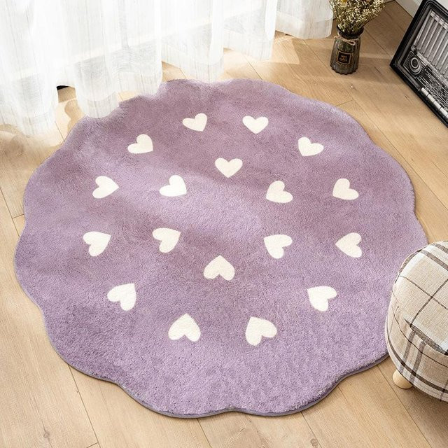 Weicher Plüschteppich in Nordischem Stil, runder Kunstfell-Teppich für Wohnzimmer, Schlafzimmer oder als Baby-Krabbelmatte, Farbe: Lila, Durchmesser: 140 cm - Bild 1