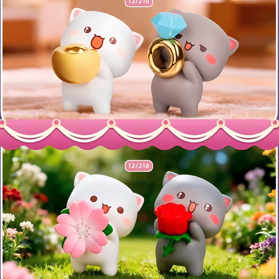 Mitao Cat 5 Blindbox Emoji-Pack-Serie Mystery-Box niedliche Partikel-Figur grau - Bild 2