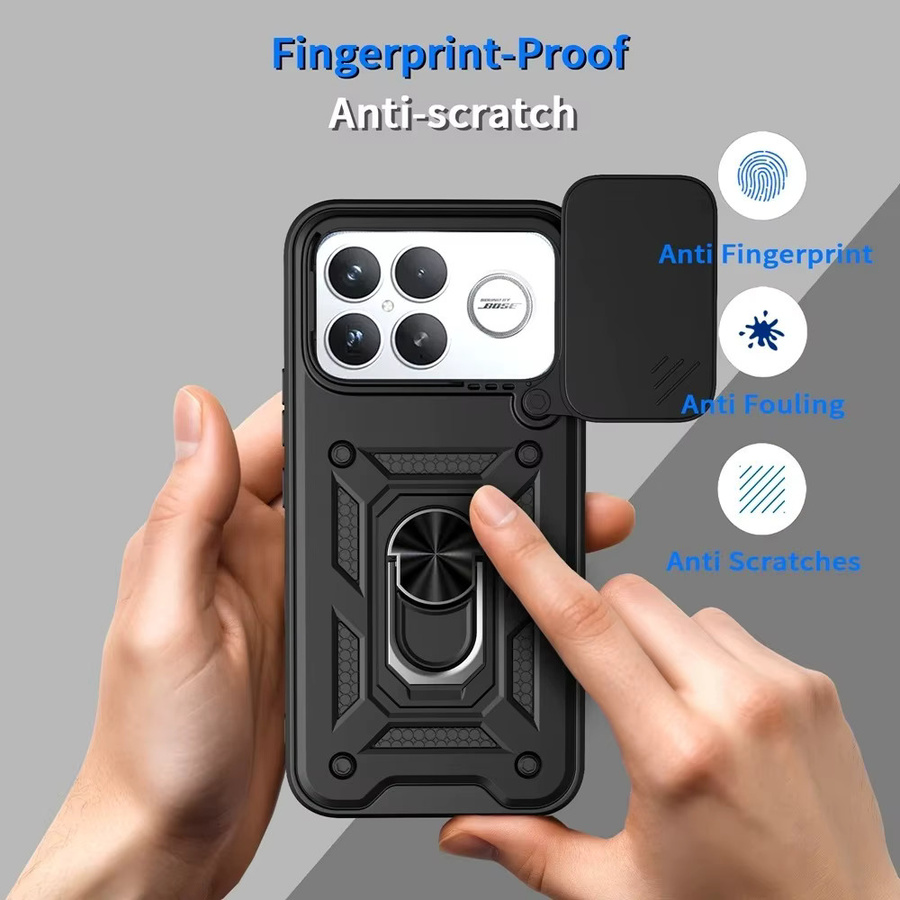 Gepanzerte Schutzhülle mit magnetischem Ringhalter und Kameraschutz für Xiaomi Poco F8 F7 F6 Pro F8 Ultra in Schwarz und Gold - Bild 2