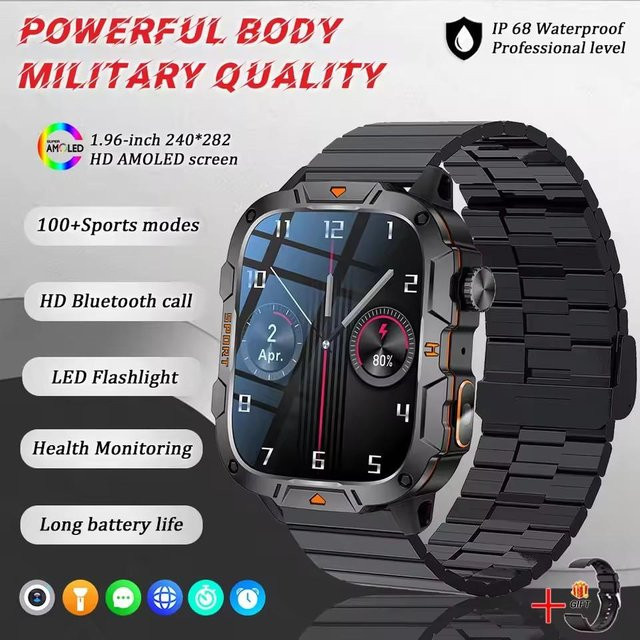 Xiaomi Outdoor-Sport Smartwatch für Herren in Schwarz mit GPS-Tracker, Bluetooth-Anruffunktion, 5ATM Wasserdichtigkeit und 1,96 Zoll HD-Display - Bild 1