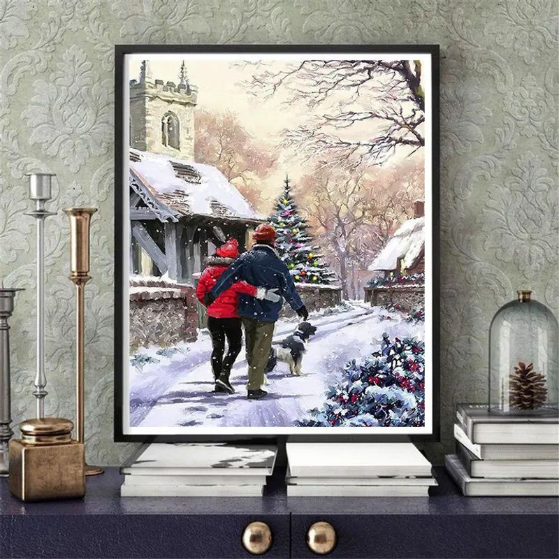 Diamond Painting Set FIYO Paar Porträt Kreuzstich mit Vollbohrung 5D DIY Diamantstickerei Multicolor B/H: 20 x 30 cm - Bild 2