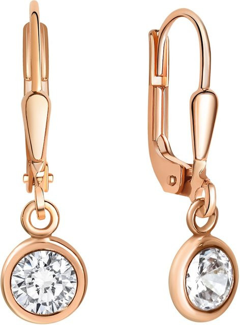 Zeeme Ohrringe 925 Silber, rosé-vergoldet, Zirkonia weiß, Damen, 25mm - Bild 1