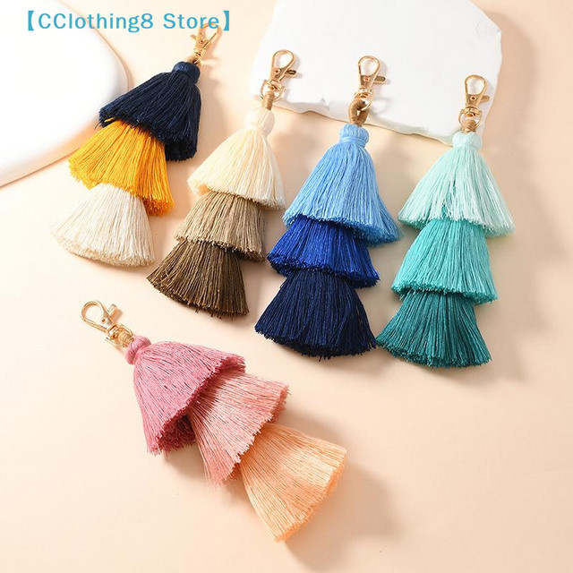 Taschenanhänger Baumwollfaden, Boho, Bunt - Bild 1