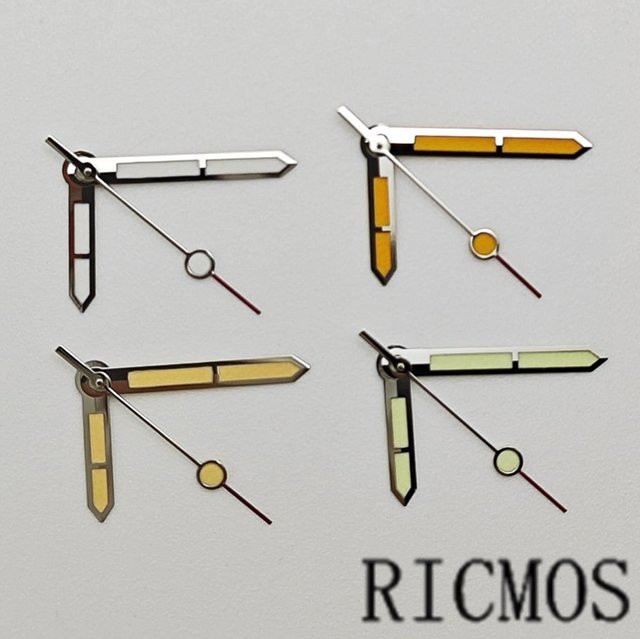 RICMOS Uhrzeiger, Edelstahl, Silber, Gelb/Grün/Silberfarben, Grün leuchtend - Bild 1