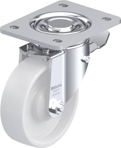Blickle Lenkrolle LH-PO 125KA-3-ST mit Feststeller, Rad-Durchmesser: 125 mm, Tragfähigkeit: 300 kg, Farbe: Weiß - Bild 1
