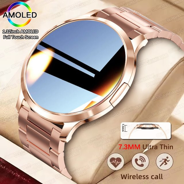 GUHUAVMI Smartwatch, Gold, 1,32 Zoll, Silikon, Damen - Bild 1