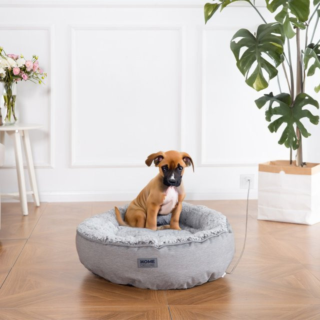 Beheizbares Haustierbett COMFY von Home Deluxe in Grau aus Polyester und Baumwolle, Durchmesser: 50 cm - Bild 1