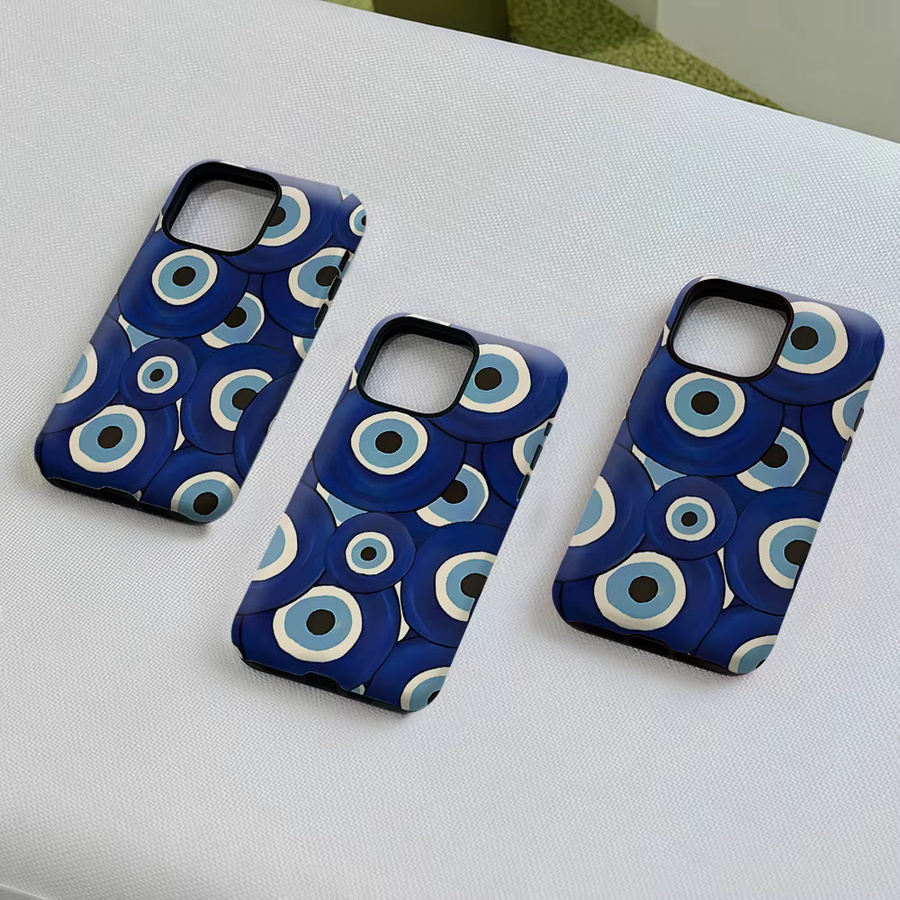 Evil Eye Handyhülle für iPhone 17 16 15 14 13 Pro Max Plus, magnetische Double-Layer Tough Case, Blau - Bild 5