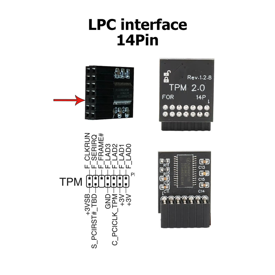 Aramox TPM Sicherheitsmodul mit LPC Schnittstelle in Schwarz - Bild 3