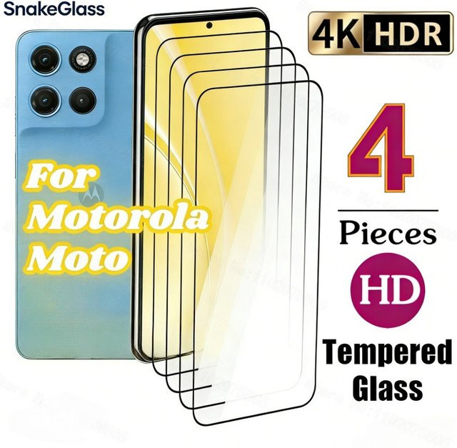 4er-Pack ERIKOLE Displayschutzfolie aus gehärtetem Glas für Motorola Edge 70 Fusion/Pro, Edge 60 Fusion, Edge 60 50 40 Pro, Edge 60 50 Neo/Ultra und G17 Power, transparent - Bild 1
