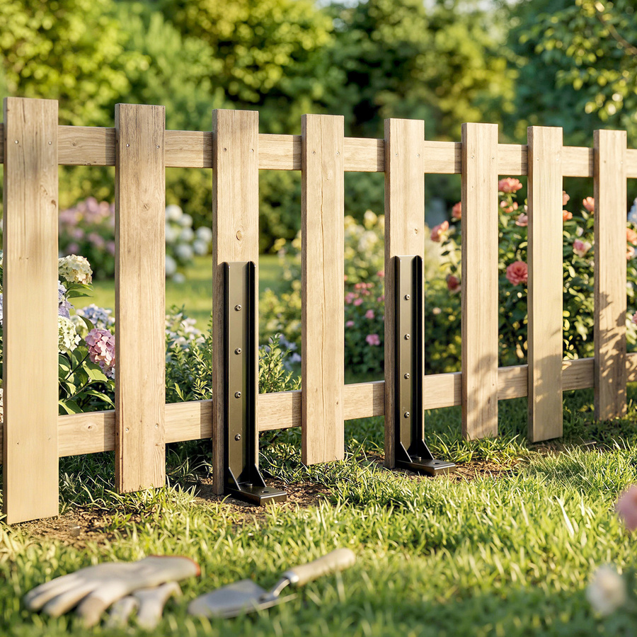 Outsunny Zaunpfosten Reparaturset 2er-Set Stützpfähle in Schwarz, B/T/H: 81 x 5,5 x 12 cm - Bild 2