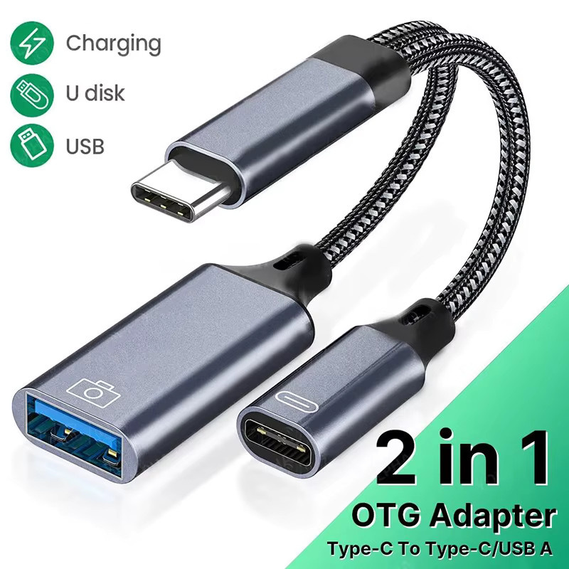 Zwei-in-eins OTG USB-Kabel mit PD-Ladeadapter Typ C auf USB-A für iPhone und Samsung - Bild 2