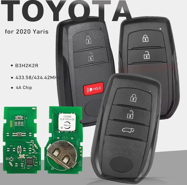 KEYECU Smart Key für Toyota Yaris 2020, 2 Tasten, 433,58/434,42 MHz, 4A NCF29A1M HITAG AES Chip, Schwarz - Bild 1