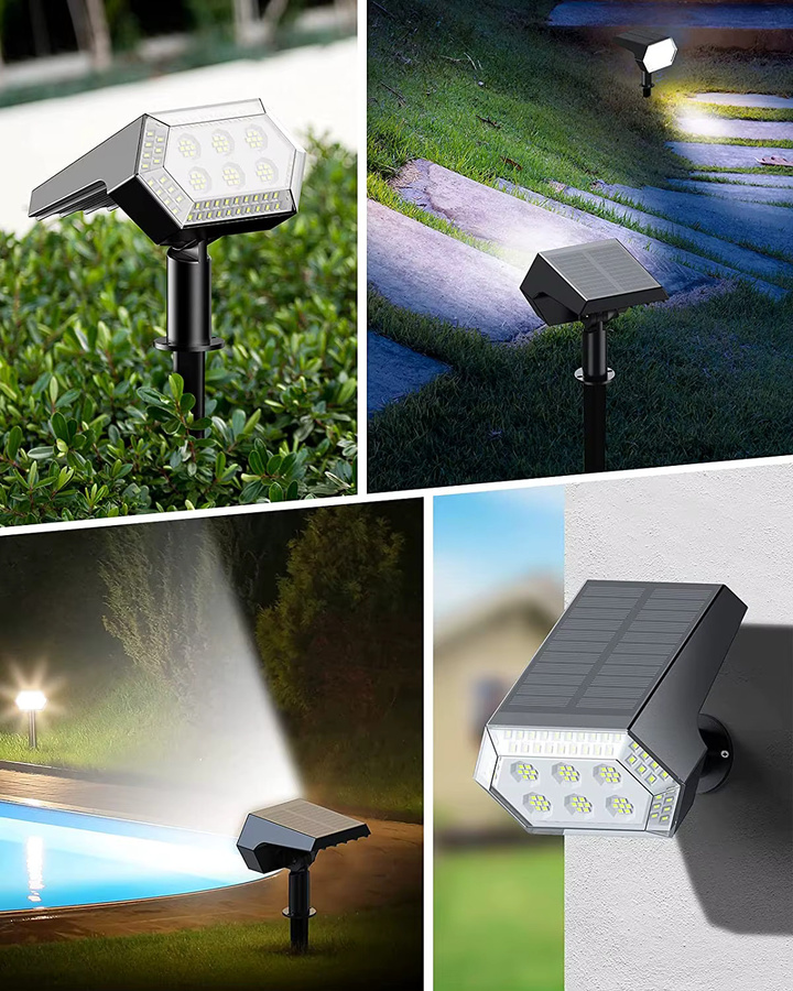 Solar-LED-Außenstrahler Set in Schwarz mit 108 LEDs, IP65 wasserdichte Wandleuchte mit Dämmerungssensor für Garten, Terrasse und Hof - Bild 3