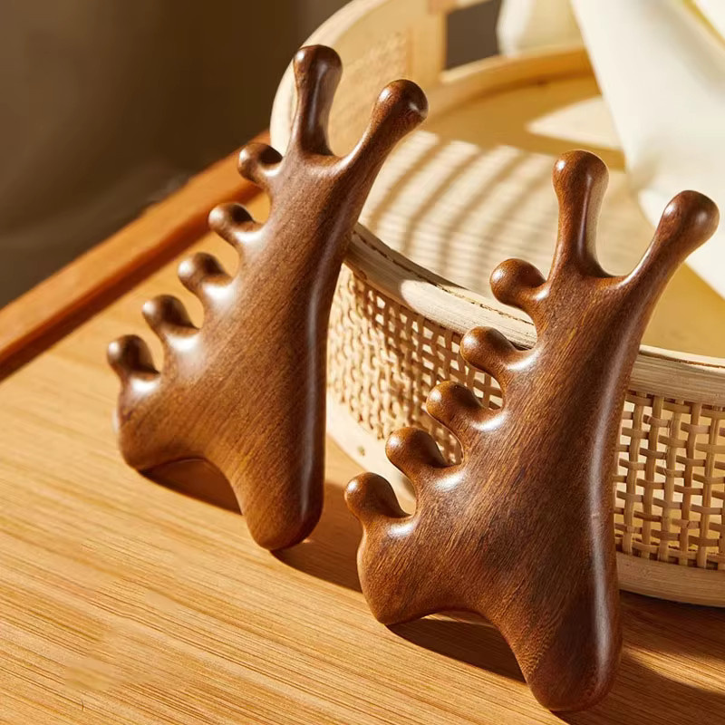 Ams Holz-Meridian-Massagekamm, Massagebürste für Gesicht, Kopfhaut und Körper, Unisex - Bild 5