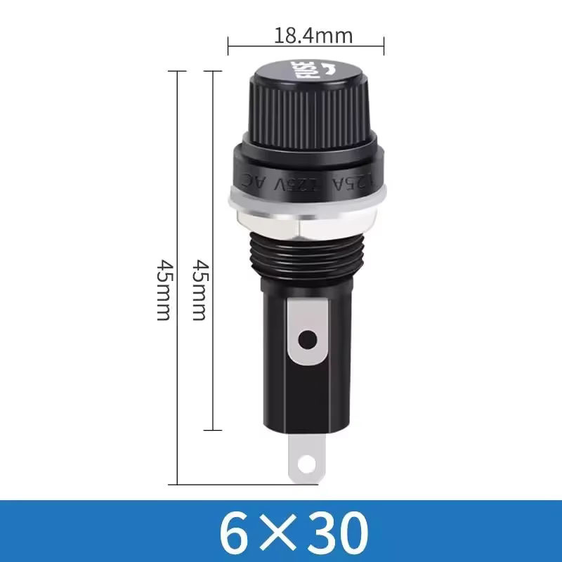 Glas Sicherungshalter für 5x20 mm und 6x30 mm Sicherungen, Schwarz, Panel Mount - Bild 5