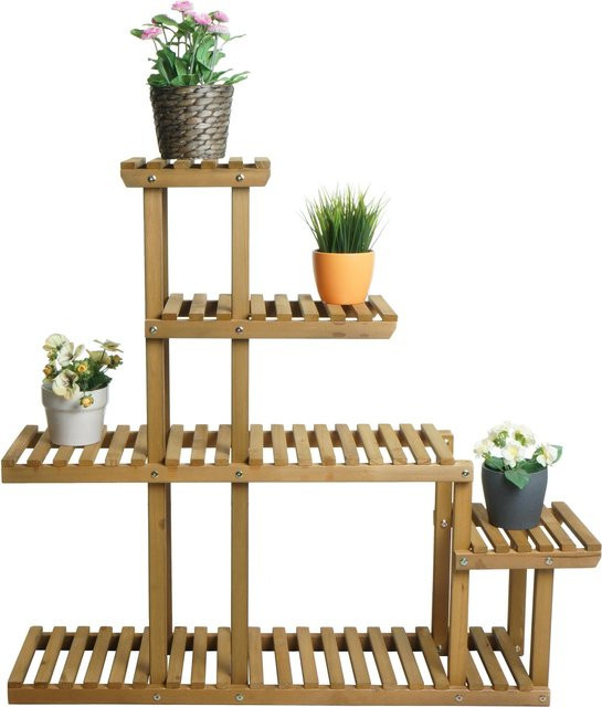 MCW Pflanzregal L71 Blumentreppe aus Tannenholz mit 5 Ablagen, braun, H 95 cm x B 105 cm x T 25 cm - Bild 1