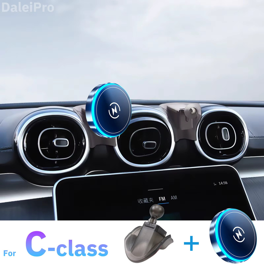 DaleiPro Magnetischer Autotelefonhalter mit MagSafe und kabellosem Laden für Mercedes Benz C-Klasse W206, Schwarz - Bild 3